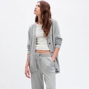 Gap CashSoft Light Grey Boyfriend Cardigan Sweater - L
